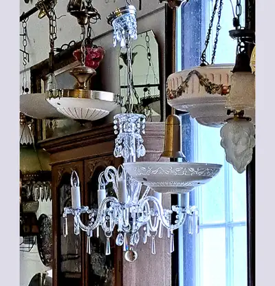 ANTIQUE VINTAGE CRYSTAL CHANDELIER, View more