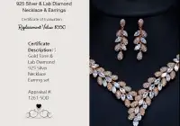 925 Silver Gems Necklace with earrings