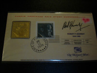 John F Kennedy metallic postage stamps