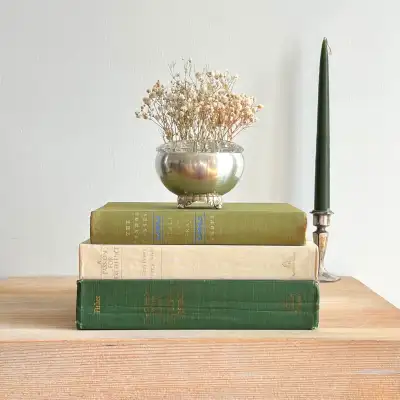 3) Green Cream Books Vintage, View more