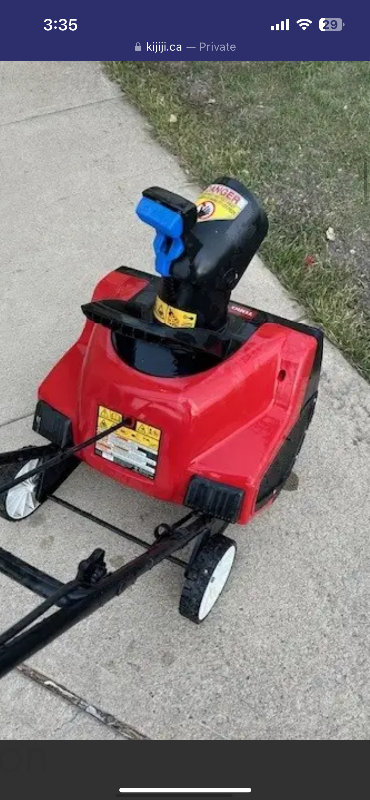 ve a almost brand new TORO 1800 Electric Power Curve snow blower, bought brand new for about $450, b...