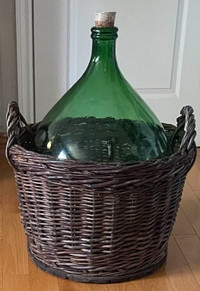 VTG Large Wine Bottle Jug " Deijohn" In Original Wicker Basket