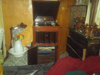 gramophone columbia fontionnelle avec disques et aiguilles