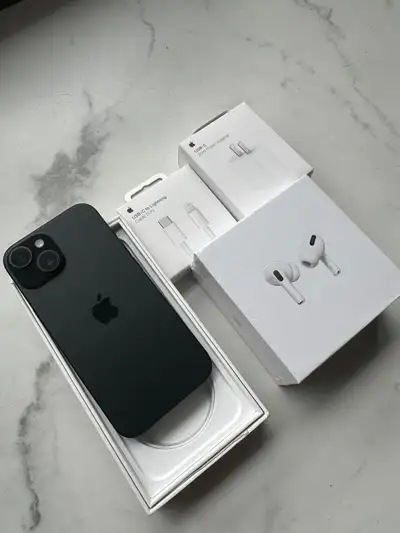 iPhone 15 128GB 89% batt **AirPods Pkg/Delivery**, View more
