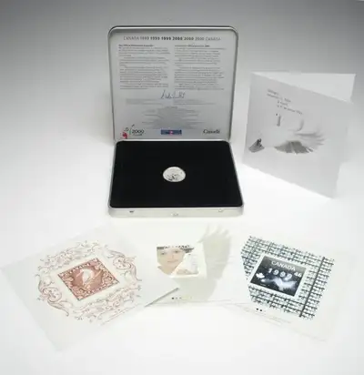 Canada 2000 Millennium Dove coin in metal keepsake case. Includes Hologram stamp 46 cents; Steel eng...