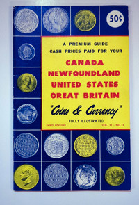 1957 "Coins & Currency" Book: Canada, Nfld, UK & USA. Great Cond