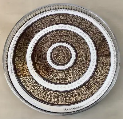 ERNEST SOHN 2-Piece MCM Ceramic Tile Silverplate Tray, View more