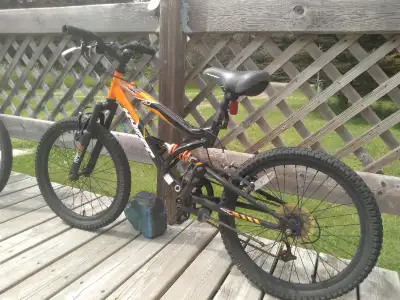 One is a 5 speed mountain bike ($50) and the other is regular bike ($30 SOLD) - both have cable brak...