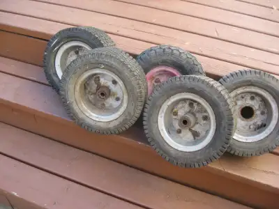Tires + Rims ( 5 ) - - All 5 for $12.00 (4 )- - 500 X 6 - - - ( 1 ) - - 410 X 5 Phone Bill @ 306 221...