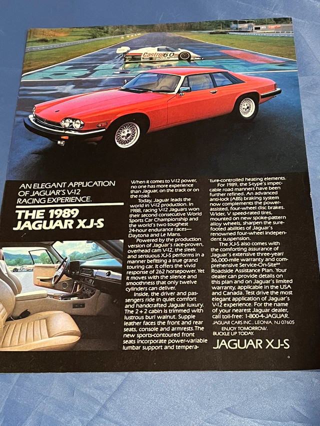 1989 Jaguar XJ-S Original Ad in Arts & Collectibles in Calgary