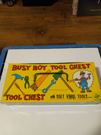 Vintage 1960s Busy Boy Tin Tool Chest In Excellent Condition