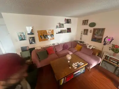 Pink sectional couch velvet upholstery, View more