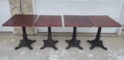 Butchers block / Cast Iron Bistro tables. In good condition. Asking $160 each or all 4 for $400. Pre...