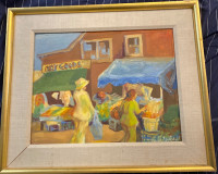 Vintage oil paintings of Kensington Market in Toronto