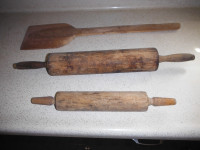 2 Vintage Rolling Pins and Paddle