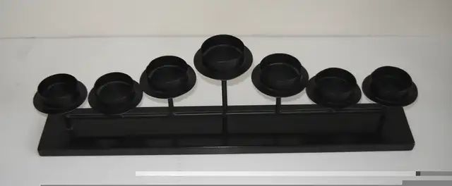 Sleek Minimalist Black Metal Candelabra w Glass Candle Inserts in Outdoor Lighting in City of Toronto - Image 7