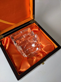Polished Crystal Set of 3 in Box Tealight candle handler,Ashtray
