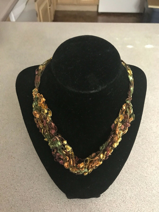 New, Handcrafted, Trellis Ladder Ribbon Yarn Necklace in Arts & Collectibles in Bedford