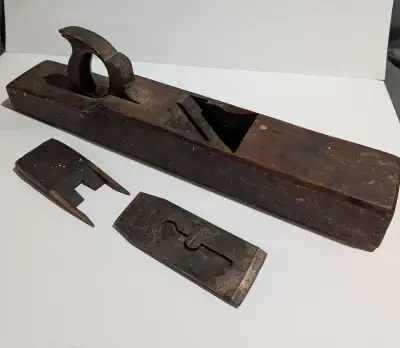 Vtg Wood Block Plane 22" With Blade And Wedge Carpenter Tool, View more