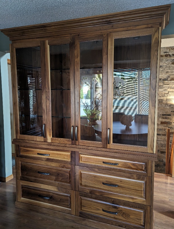 Black Walnut Wood Display / Storage Hutches & Display