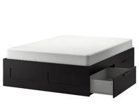 IKEA BRIMNES king bed + 4 big drawers + Luröy slats 