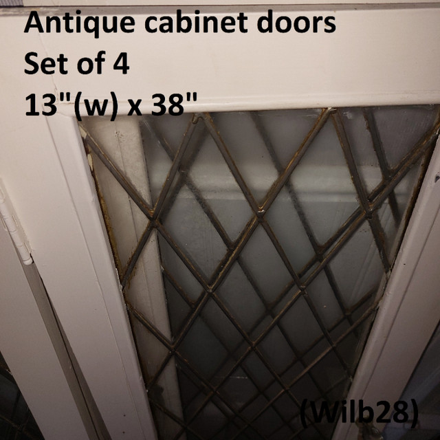 Antique Cabinet Door Set - Diamond Shape Leaded Glass, 38(w)x 18 in Hutches & Display Cabinets in Markham / York Region - Image 2