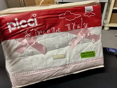 PICCI Crib Set - Pink and White - Made in Italy, View more