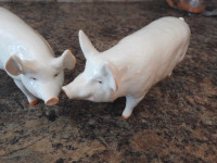 Vintage Pair Beswick porcelain pigs, Boar and Sow Figurines