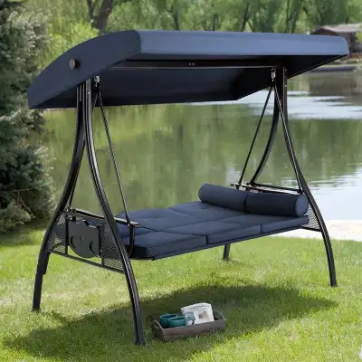 Kolyn Porch Swing with Stand Outdoor Cover - Colour: Blue, View more