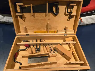 Vintage wooden tool set for children , View more