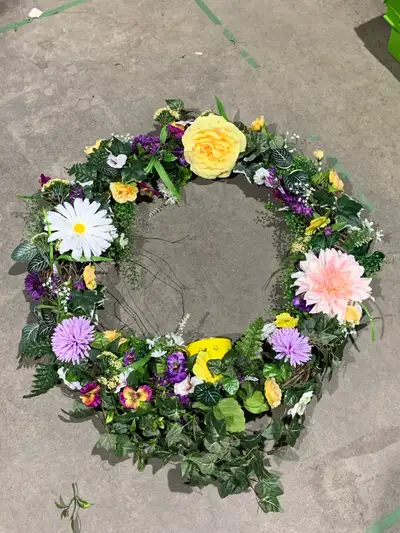 Yellow and Purple Summer Wreath 40”, View more
