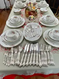 Vintage mint condition silver plated cutlery set for 8 