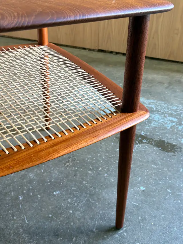 1950s Solid Teak & Cane Coffee  End Table by Peter Hvidt in Other Tables in Victoria - Image 4
