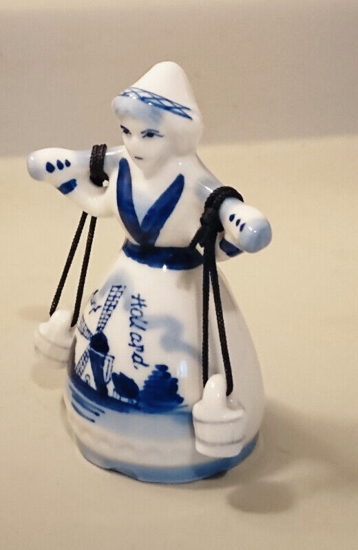 Vintage Delft Blue Bell Dutch Girl with Windmill Hanging Buckets in Arts & Collectibles in Oshawa / Durham Region - Image 4