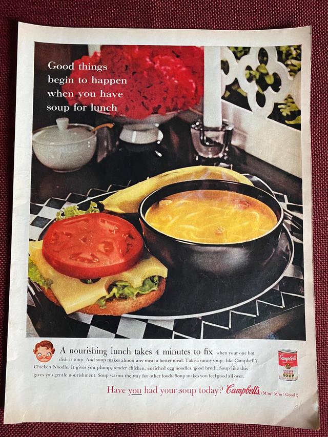 1961 Campbell Chicken Noodle Soup Original Ad in Arts & Collectibles in North Bay