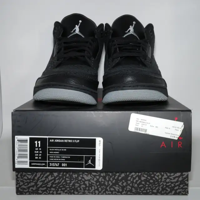 2011 Air Jordan 3 Retro Black FLIP Elephant Print Size 11 in Men's Shoes in City of Toronto - Image 3