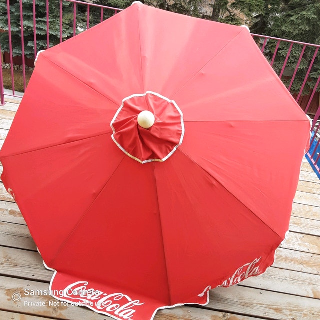 1990s CocaCola Commercial Tilt Neck Canvas Umbrella, Coke Arts