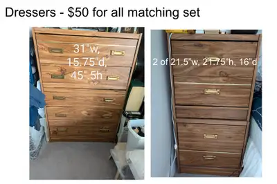 Dressers - $50 for all matching set, View more