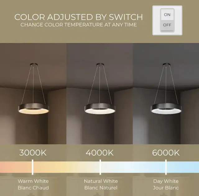 LED Circular Pendant Light Fixture in Matte Black in Indoor Lighting & Fans in Mississauga / Peel Region - Image 8