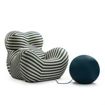 Vigna 34" Wide Tufted Polyester Lounge Chair and Ottoman, View more