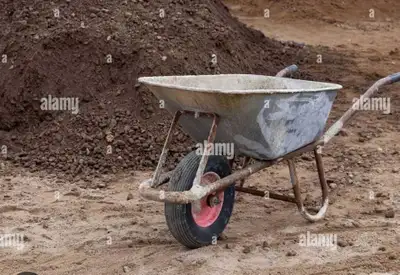 worker help with wheel barrel , View more