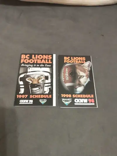 1997, 1998 BC Lions CFL pocket schedules, View more