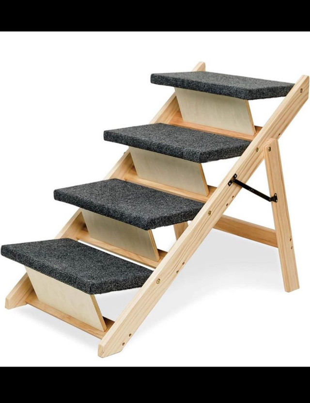 MEWANG Wooden Dog Stairs/Steps - Foldable 4 Levels Pet Stairs &  in Health & Special Needs in Hamilton