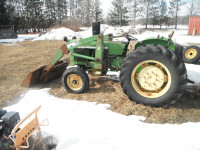 John Deere Tractor, snow blower and Baumalight mulcher