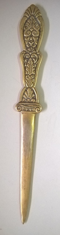 Vintage Brass Letter Opener Knife  Embossed
