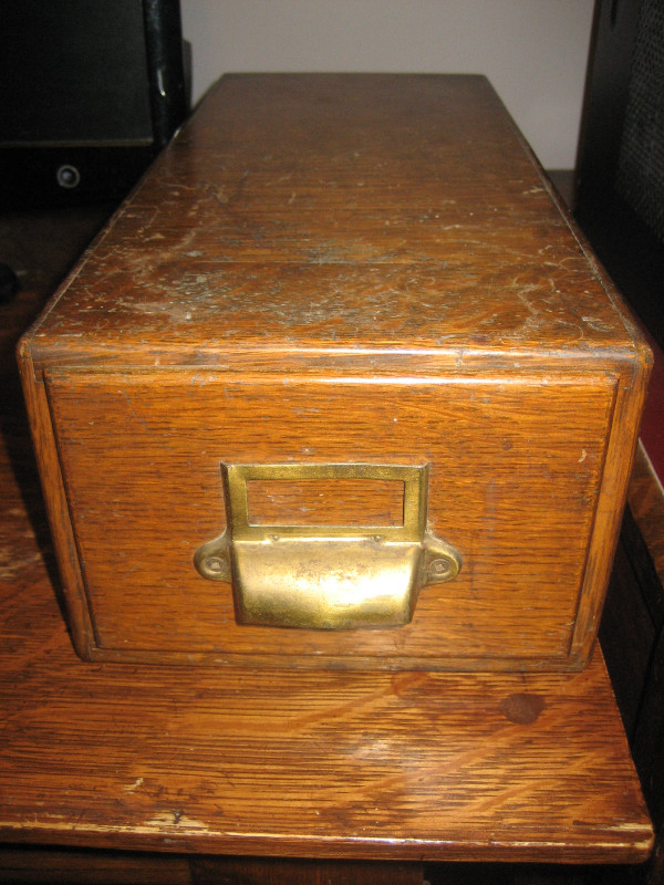 Antique 1/4 Cut Oak Card Index File Cabinet in Bookcases & Shelving Units in Winnipeg