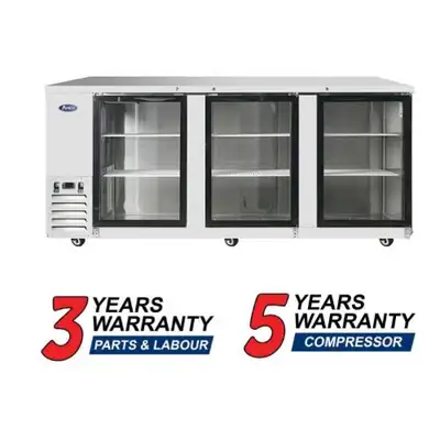 Atosa MBB90GGR 90″ Steel Triple Glass Door Back Bar Cooler, View more