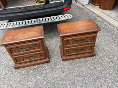 Free delivery antique Pair of Vintage Wooden Nightstands, View more