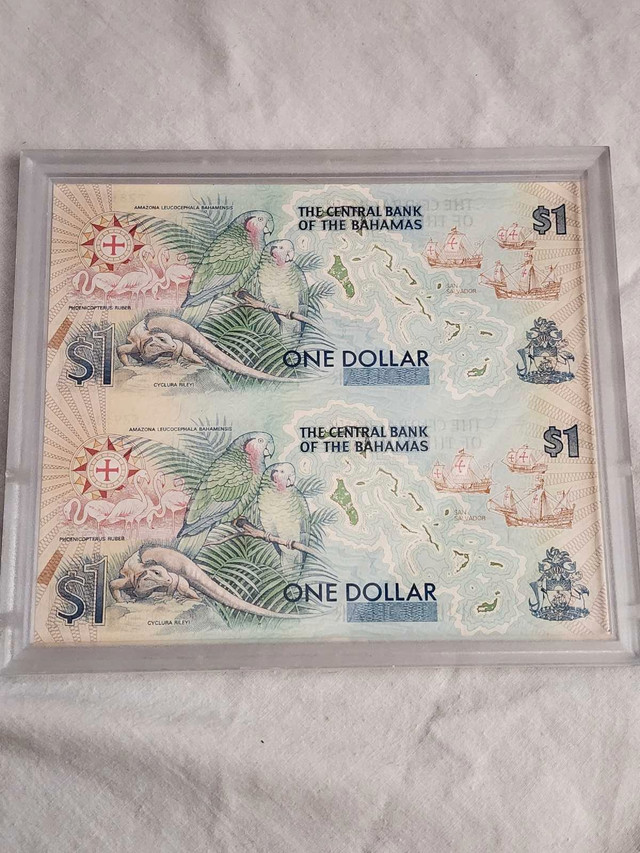 1992 Central Bank Of The Bahamas Quincentennial $1 Note Uncut in Arts & Collectibles in City of Toronto - Image 4