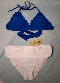 NEW Blue Top White Bottoms 2pc Bikini Swimsuit - Small 